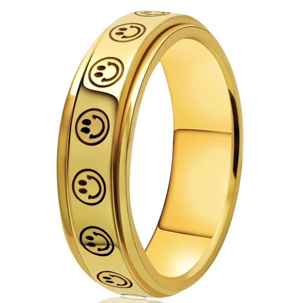 NEW| Women’s Smiley Face Fidget Spinner Stress Anxiety Relief Spinner Ring